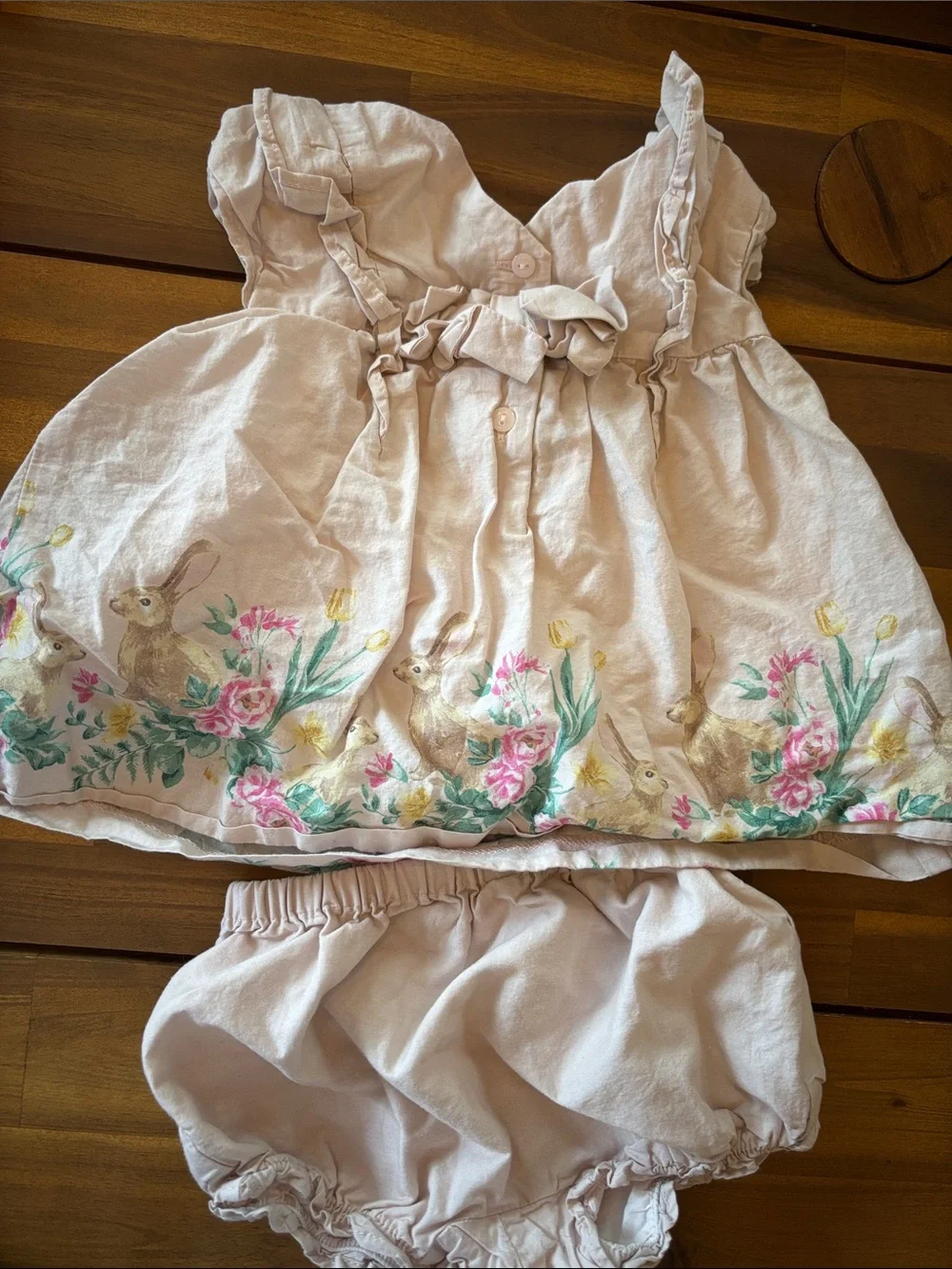 Janie and Jack Pink Ruffle Bunny Dress and Coordinating Pieces